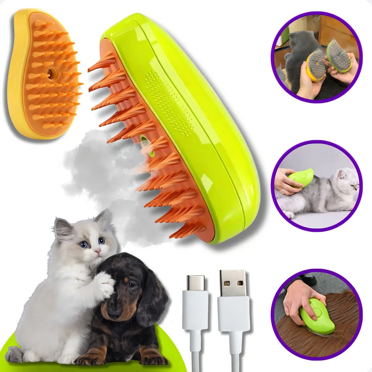 CEPILLO PARA MASCOTAS A VAPOR 3 EN 1