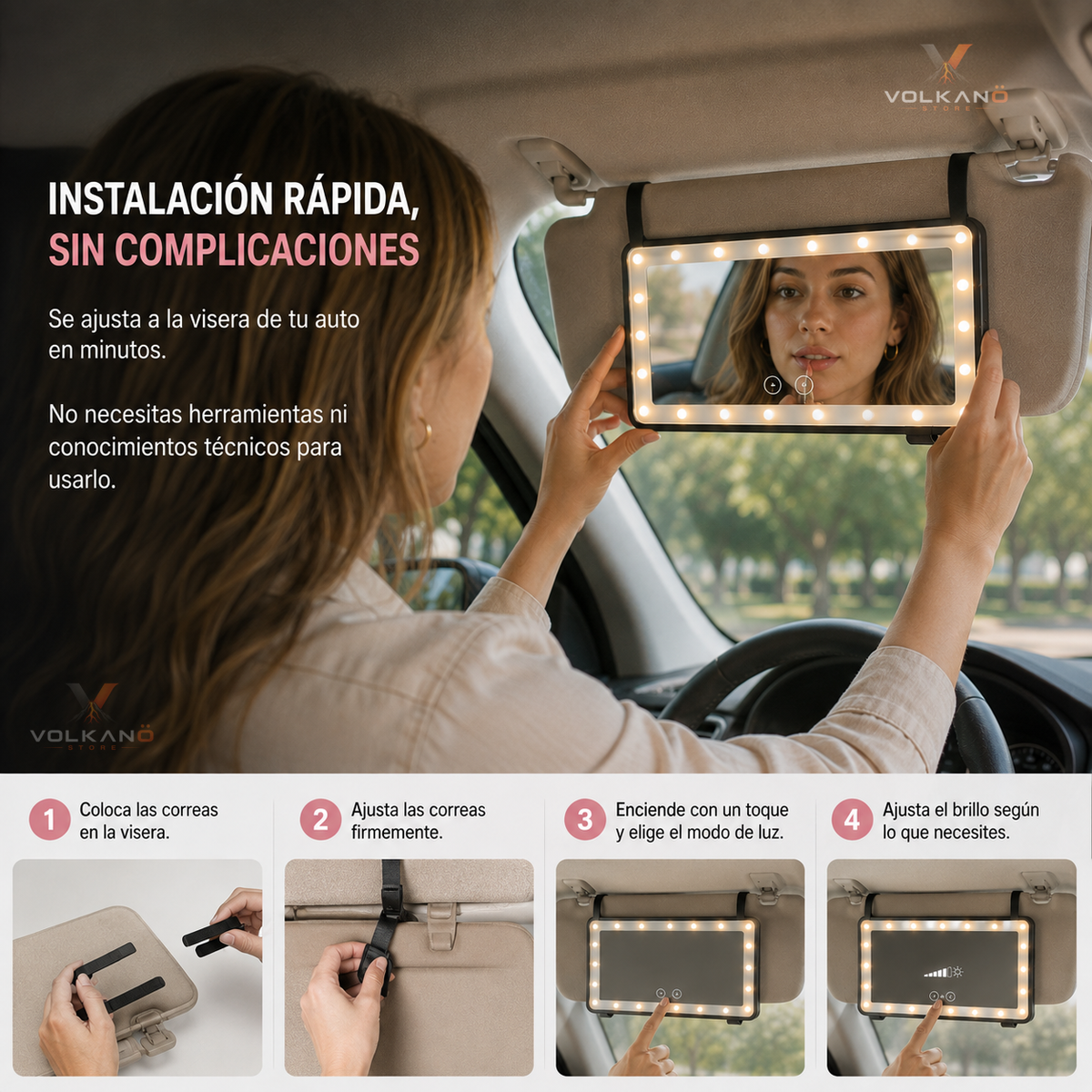 Espejo con luz led para el automovil