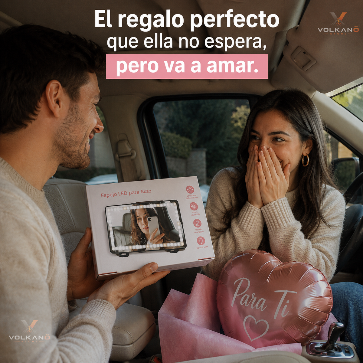 Espejo con luz led para el automovil